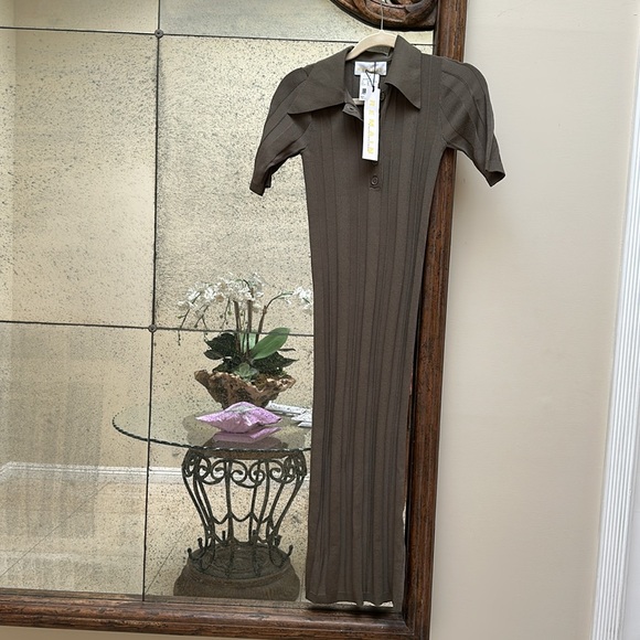 NWT Remain Birger Christensen Evial Knit Polo Dress Sz 34/ US 2 Olive - Picture 4 of 7